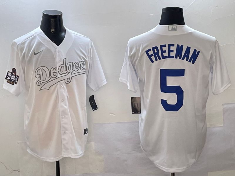 Men Los Angeles Dodgers 5 Freeman White Fashion Edition Game 2025 Nike MLB Jersey style 3